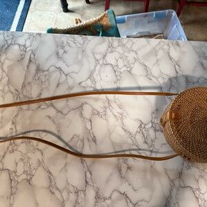 Round Woven Crossbody Bag - Tan